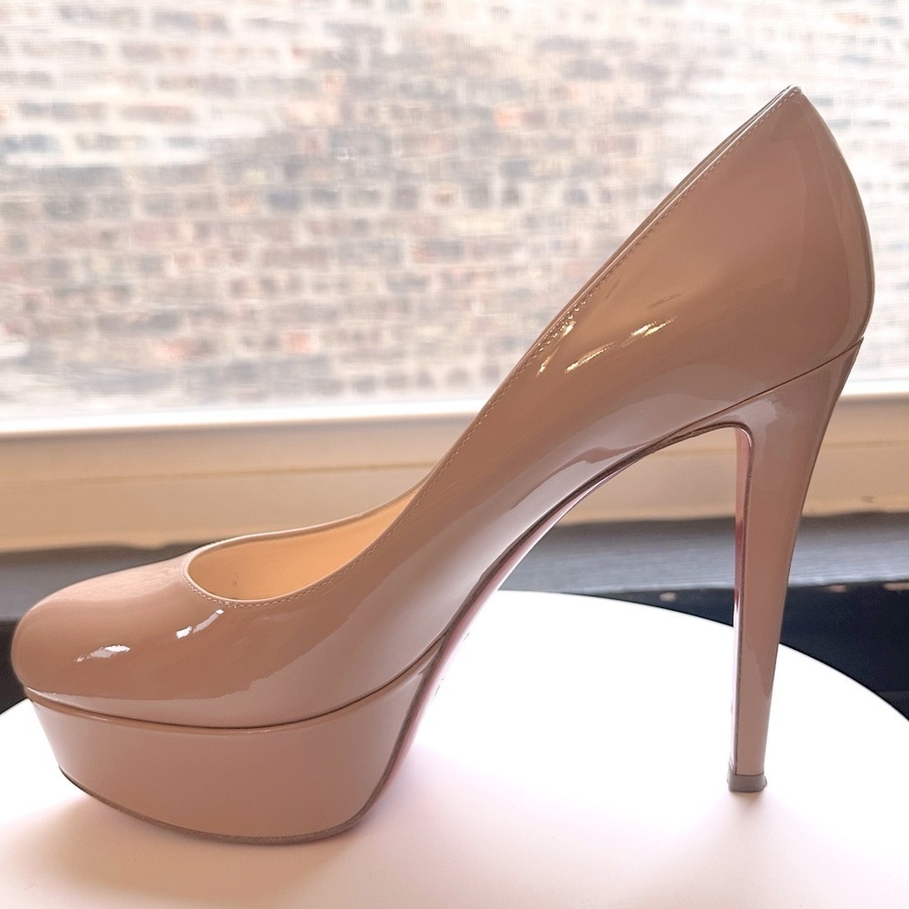 🌺Authentic CHRISTIAN LOUBOUTIN 🌺👠 Bianca 120 Patent calf Nude size 38.5 - Picture 4 of 16